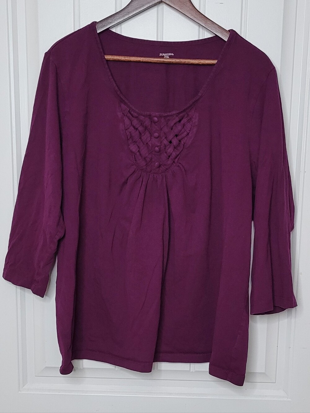 St. Johns Bay Braided Yoke Scoop Neck Tunic - Plum